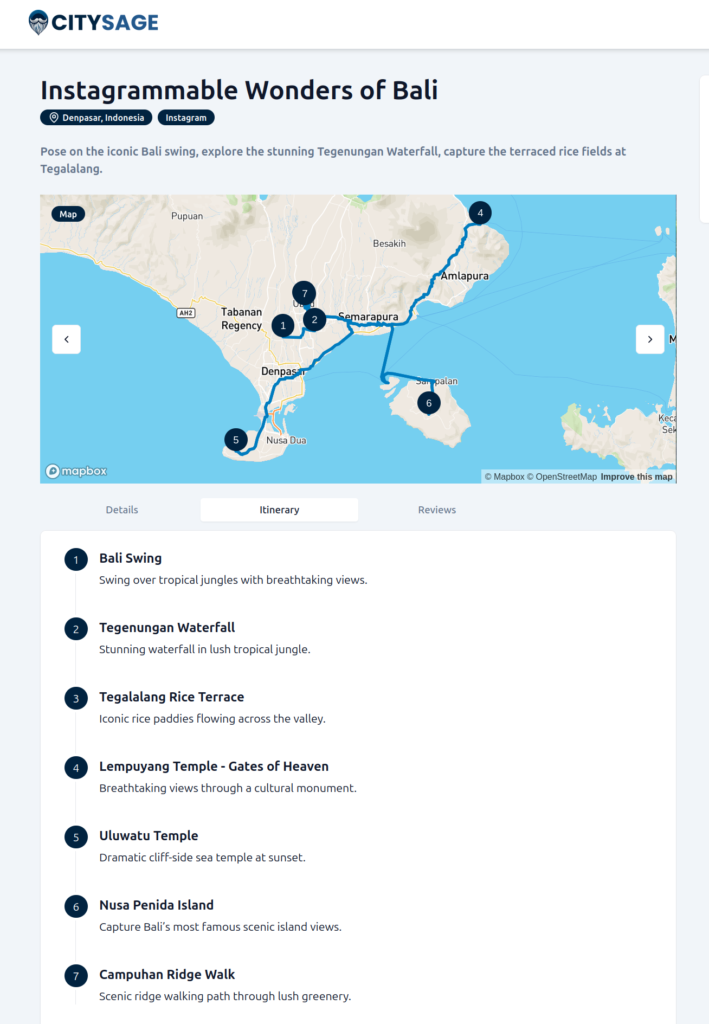 Created Route for the Instagram Spots